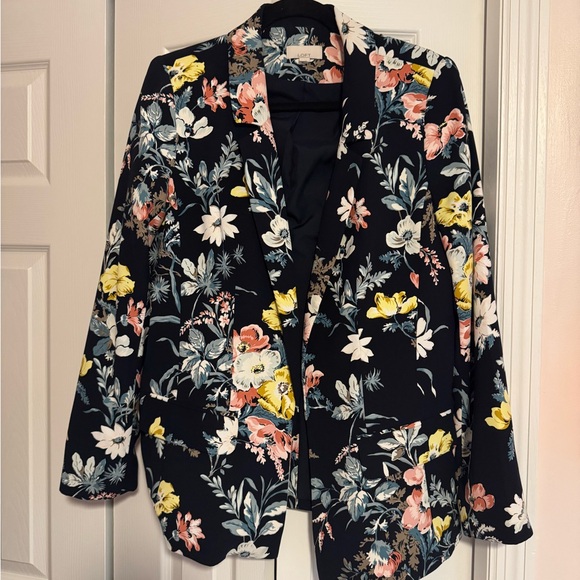 LOFT Jackets & Blazers - LOFT Floral Blazer - Navy